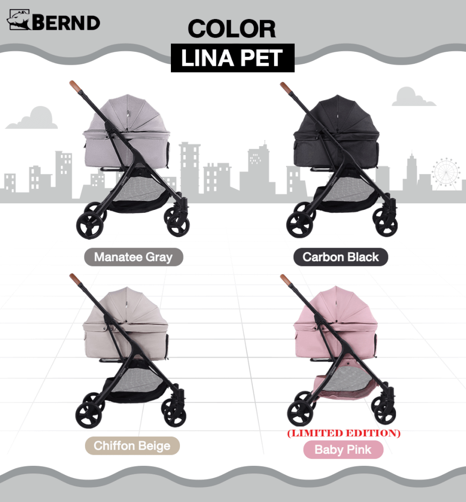  รถเข็นสัตว์เลี้ยง พับอัตโนมัติ BERND Lina Pet Auto Fold - Baby Pink (Limited)